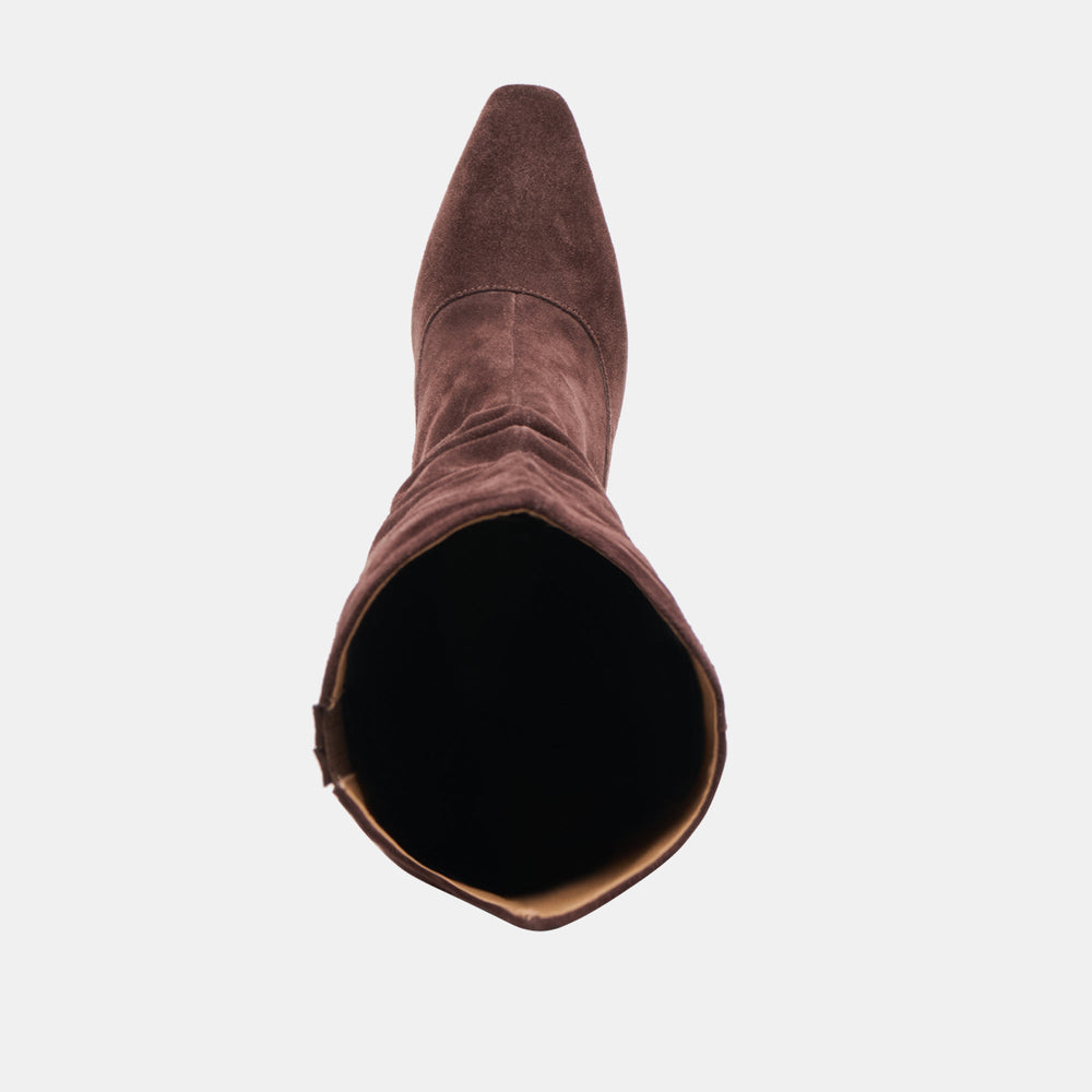 Lousa Mahogany Suede Wide Calf Boots | Women Dolce Vita