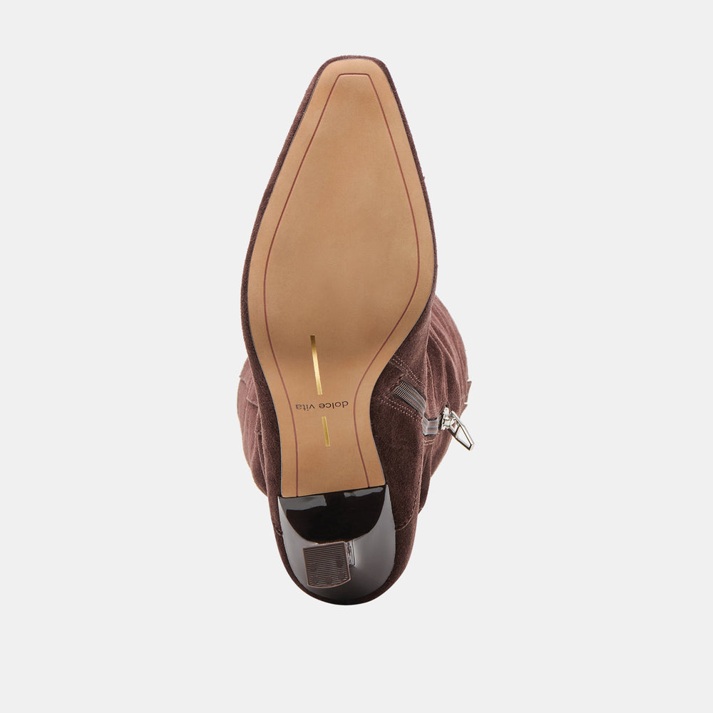 Lousa Mahogany Suede Wide Calf Boots | Women Dolce Vita