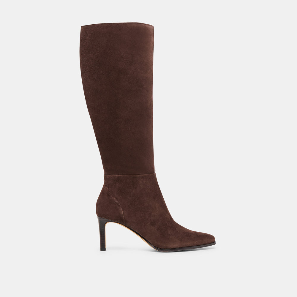 Emmi Dk Brown Suede Wide Calf Boots | Dolce Vita Women