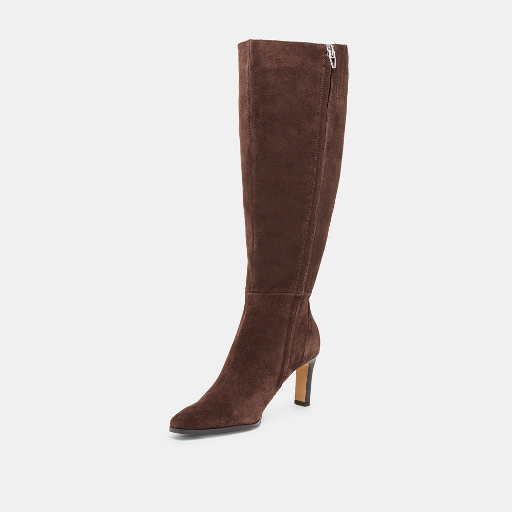 Emmi Dk Brown Suede Wide Calf Boots | Dolce Vita Women
