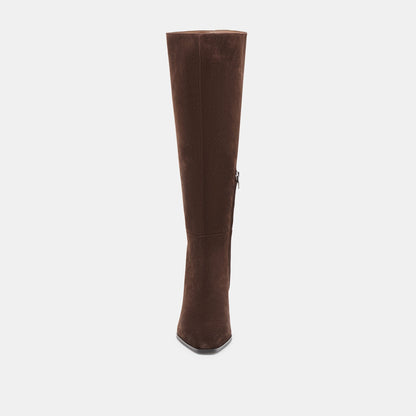 Emmi Dk Brown Suede Wide Calf Boots - Dolce Vita