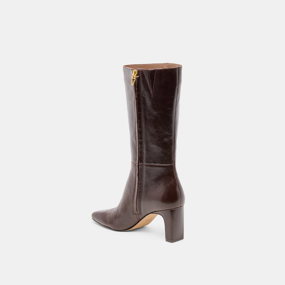 Riggs Chocolate Leather Boots | Women Dolce Vita