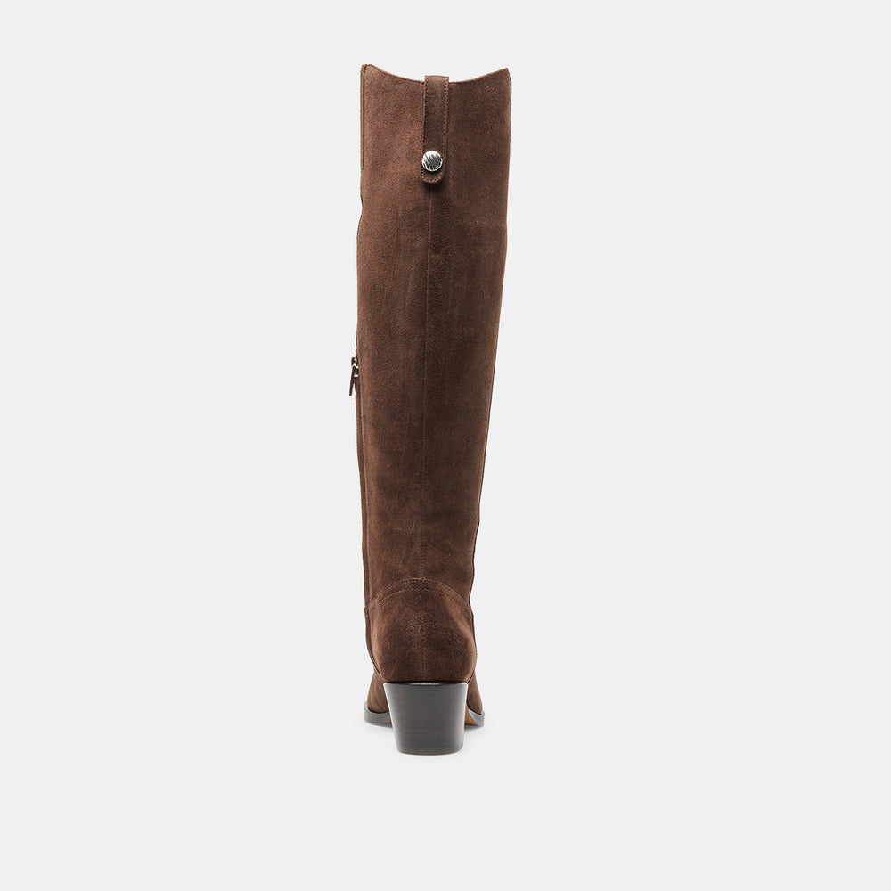 Virona H2O Waterproof Dk Brown Suede Extra Wide Calf Boots | Women Dolce Vita