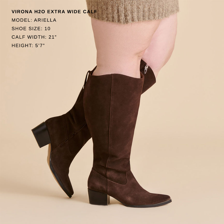 Virona H2O Waterproof Dk Brown Suede Extra Wide Calf Boots | Women Dolce Vita