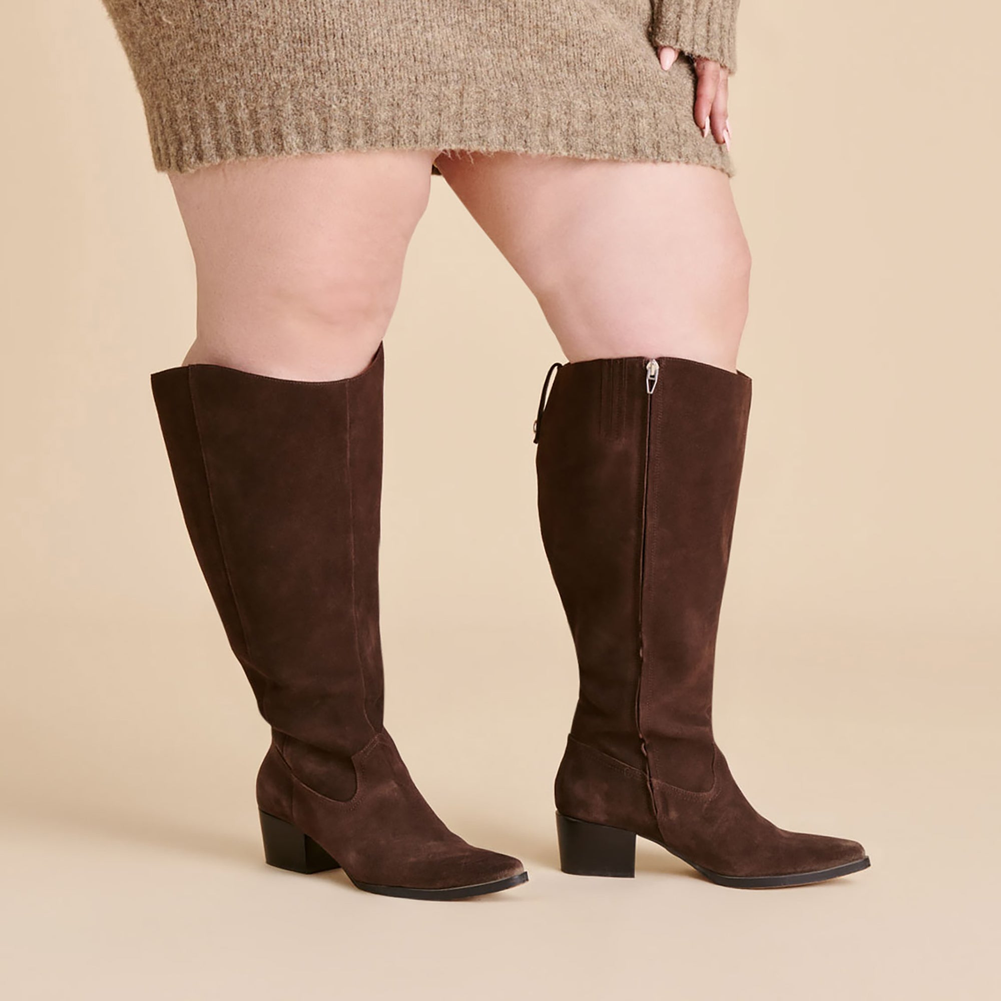 Virona H2O Waterproof Dk Brown Suede Extra Wide Calf Boots | Women Dolce Vita