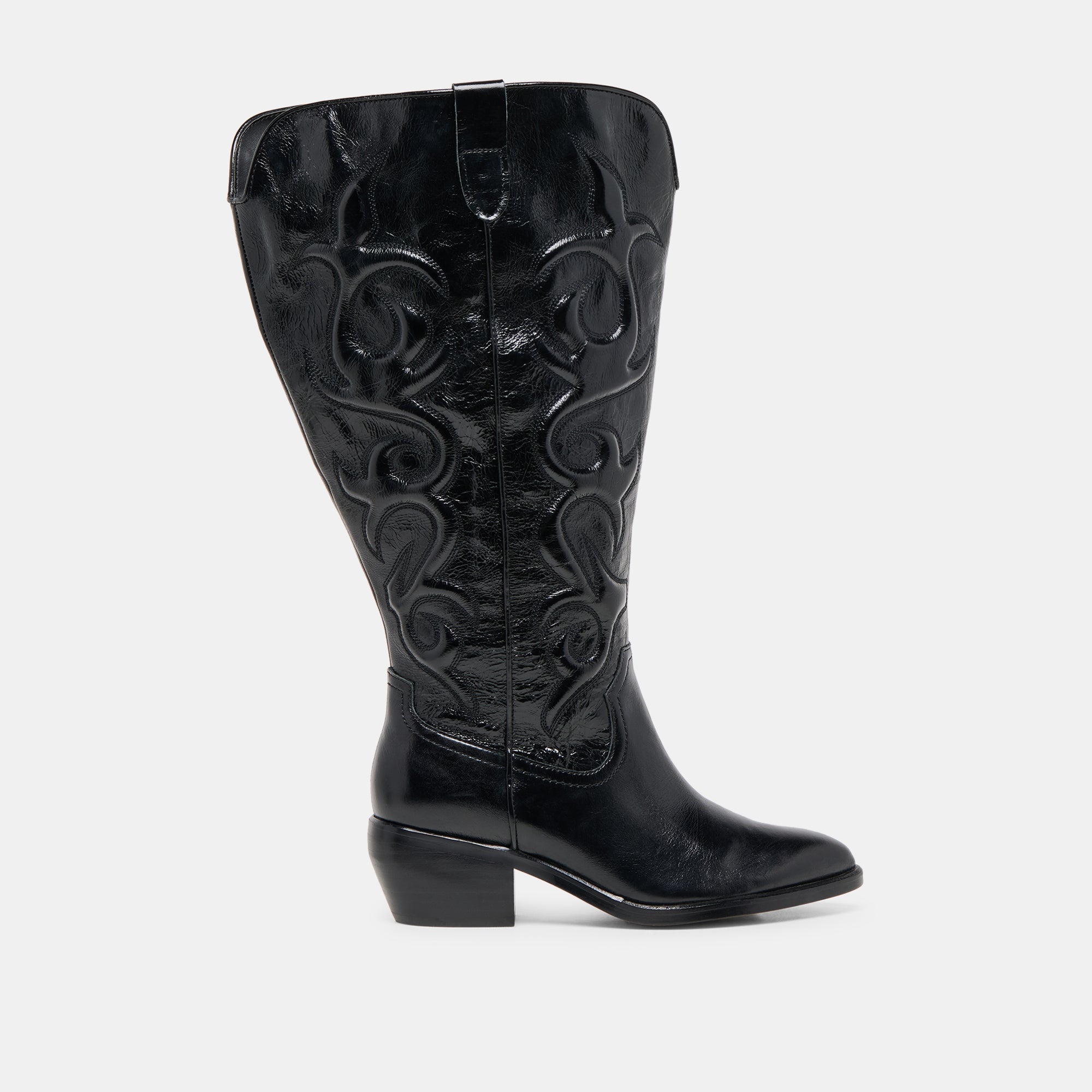 Mirla Black Leather Extra Wide Calf Boots | Dolce Vita Women