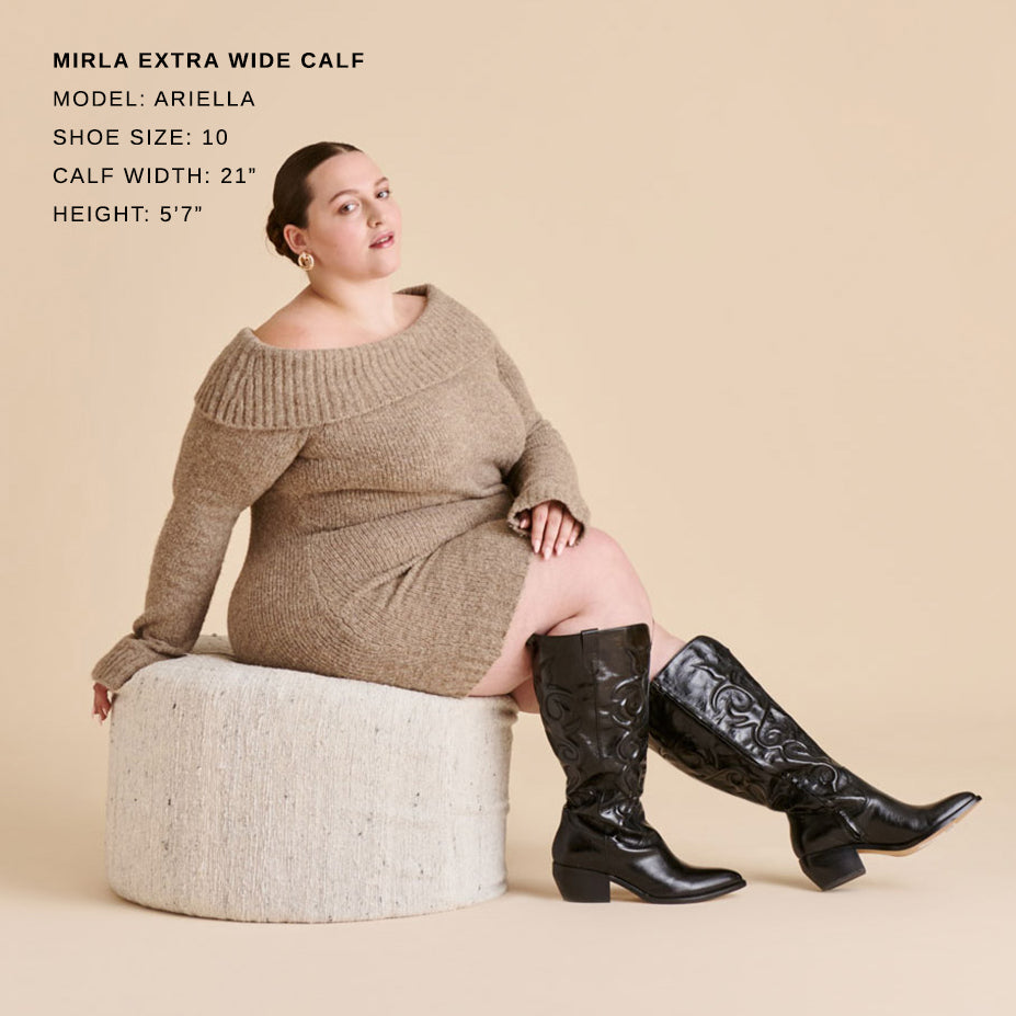 Mirla Black Leather Extra Wide Calf Boots | Dolce Vita Women