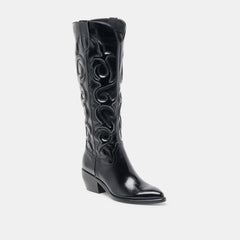 Mirla Black Leather Extra Wide Calf Boots | Dolce Vita Women