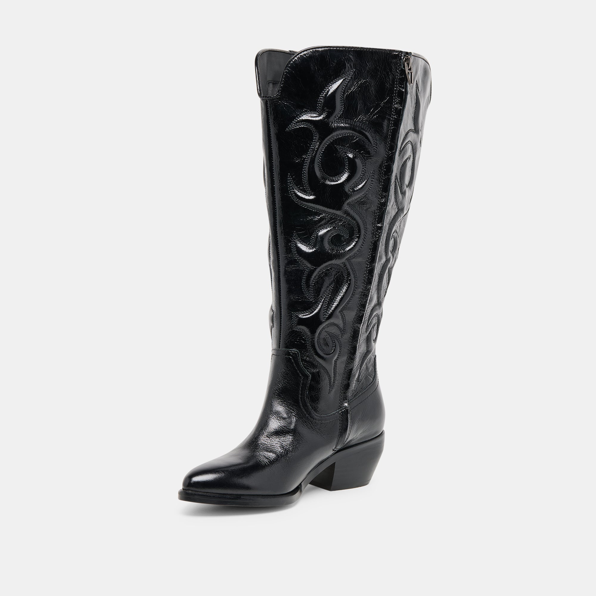 Mirla Black Leather Extra Wide Calf Boots | Dolce Vita Women