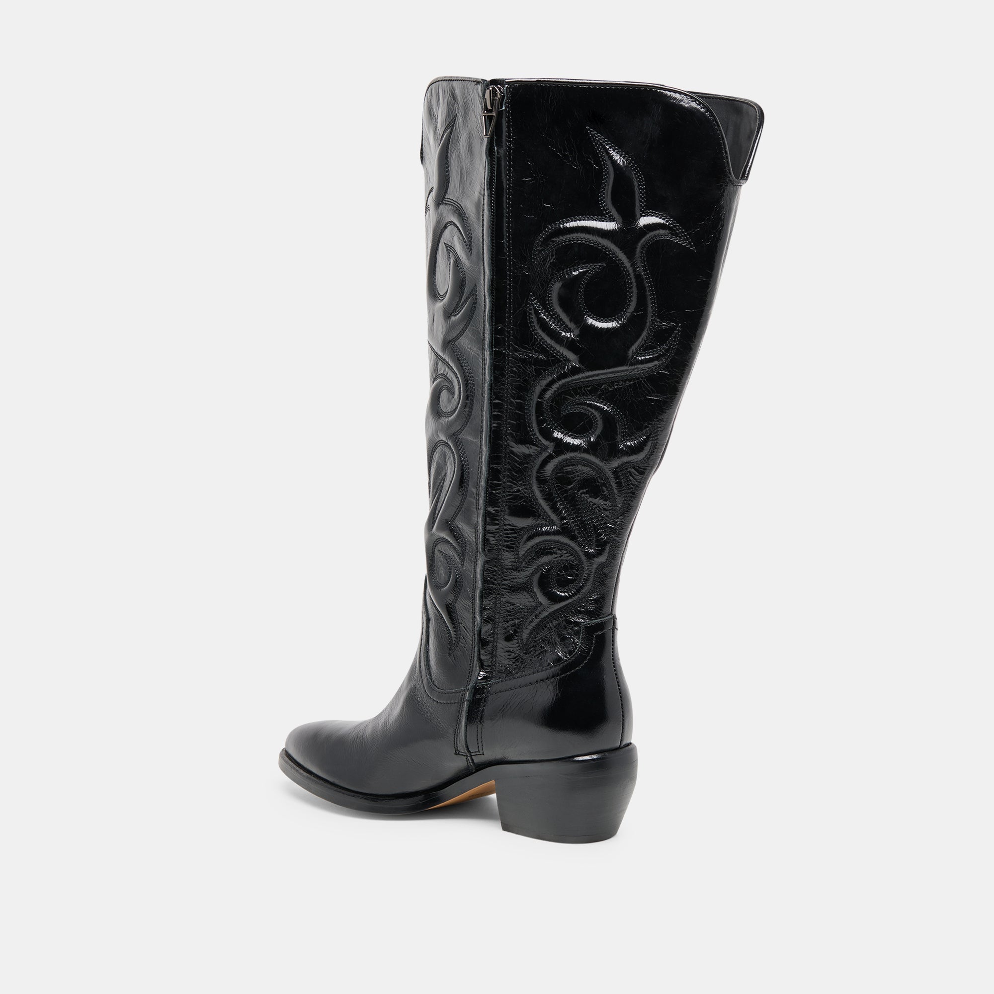 Mirla Black Leather Extra Wide Calf Boots | Dolce Vita Women