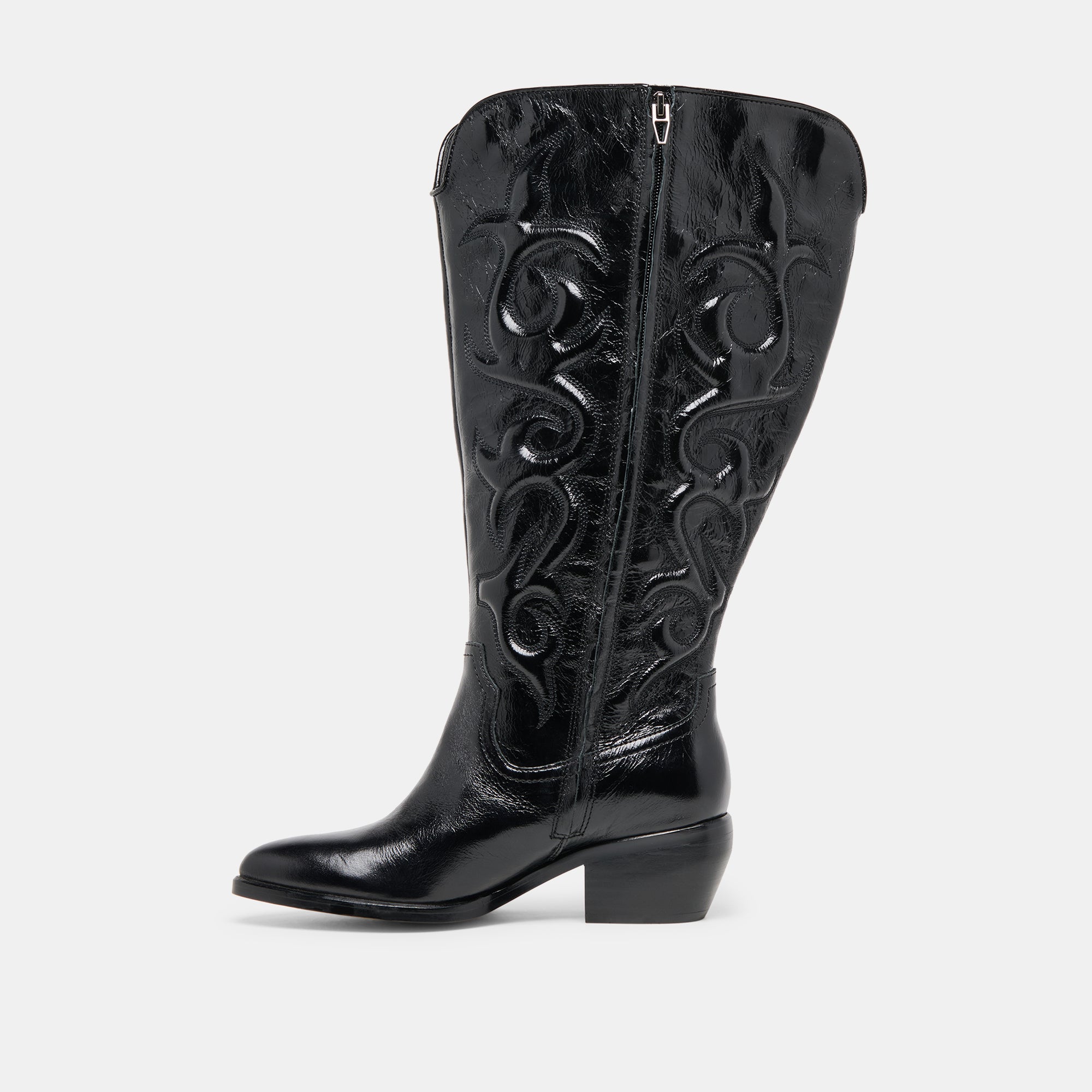 Mirla Black Leather Extra Wide Calf Boots | Dolce Vita Women