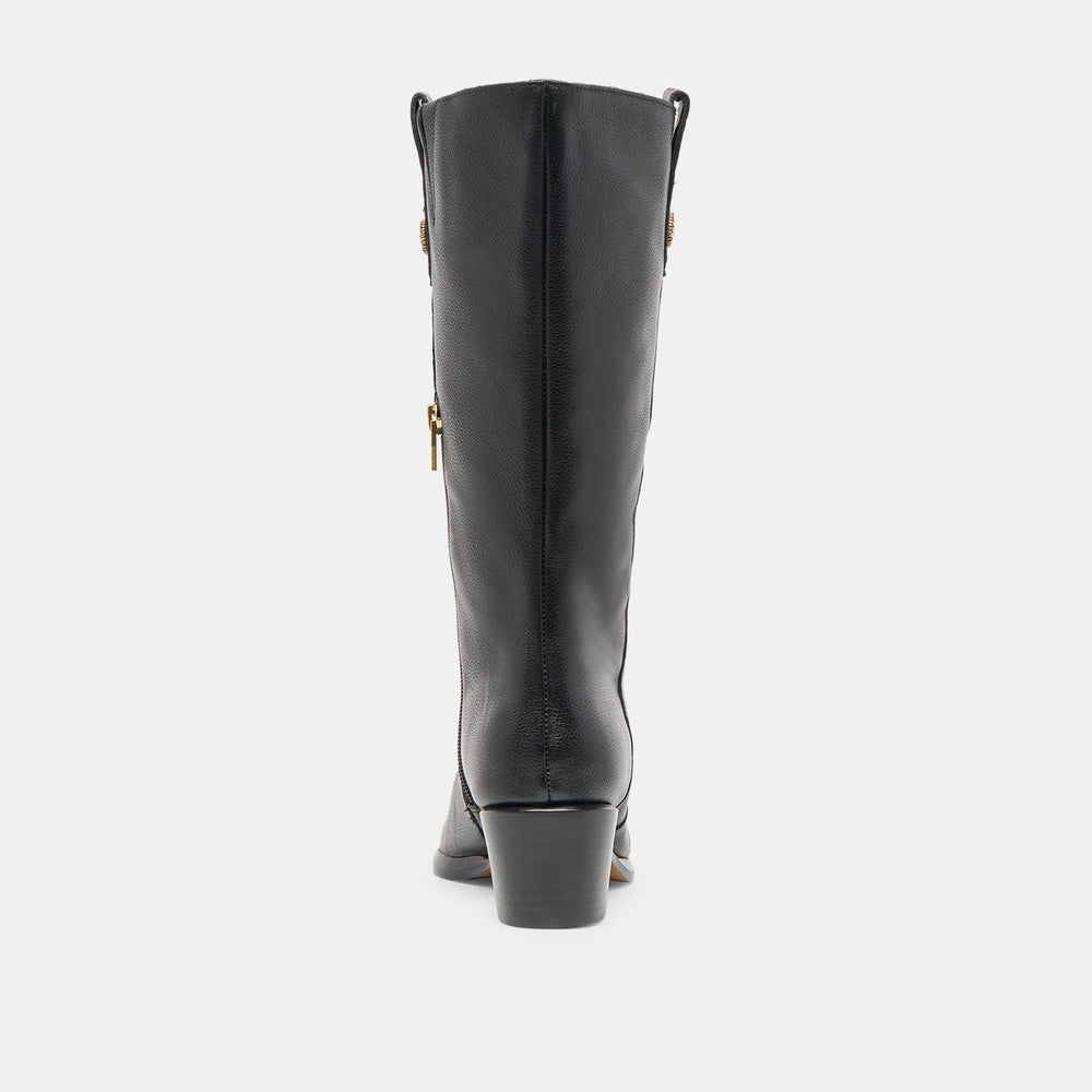 Vern Black Leather Wide Calf Boots | Women Dolce Vita