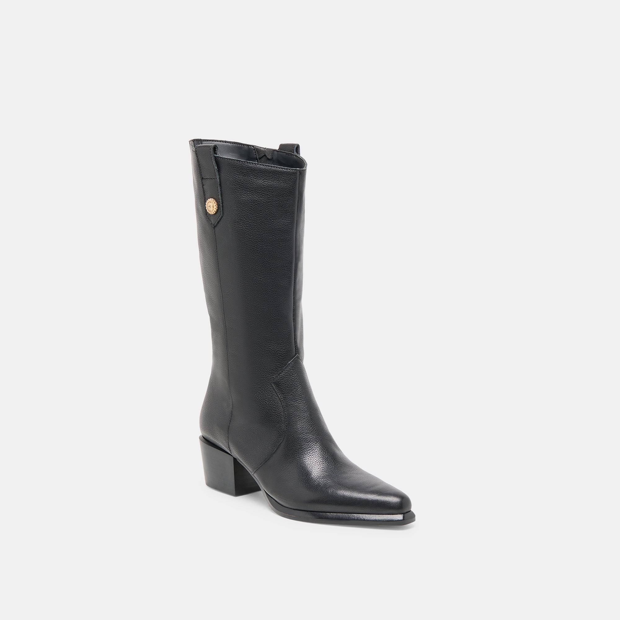 Vern Black Leather Wide Calf Boots | Women Dolce Vita