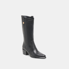 Vern Black Leather Wide Calf Boots | Women Dolce Vita