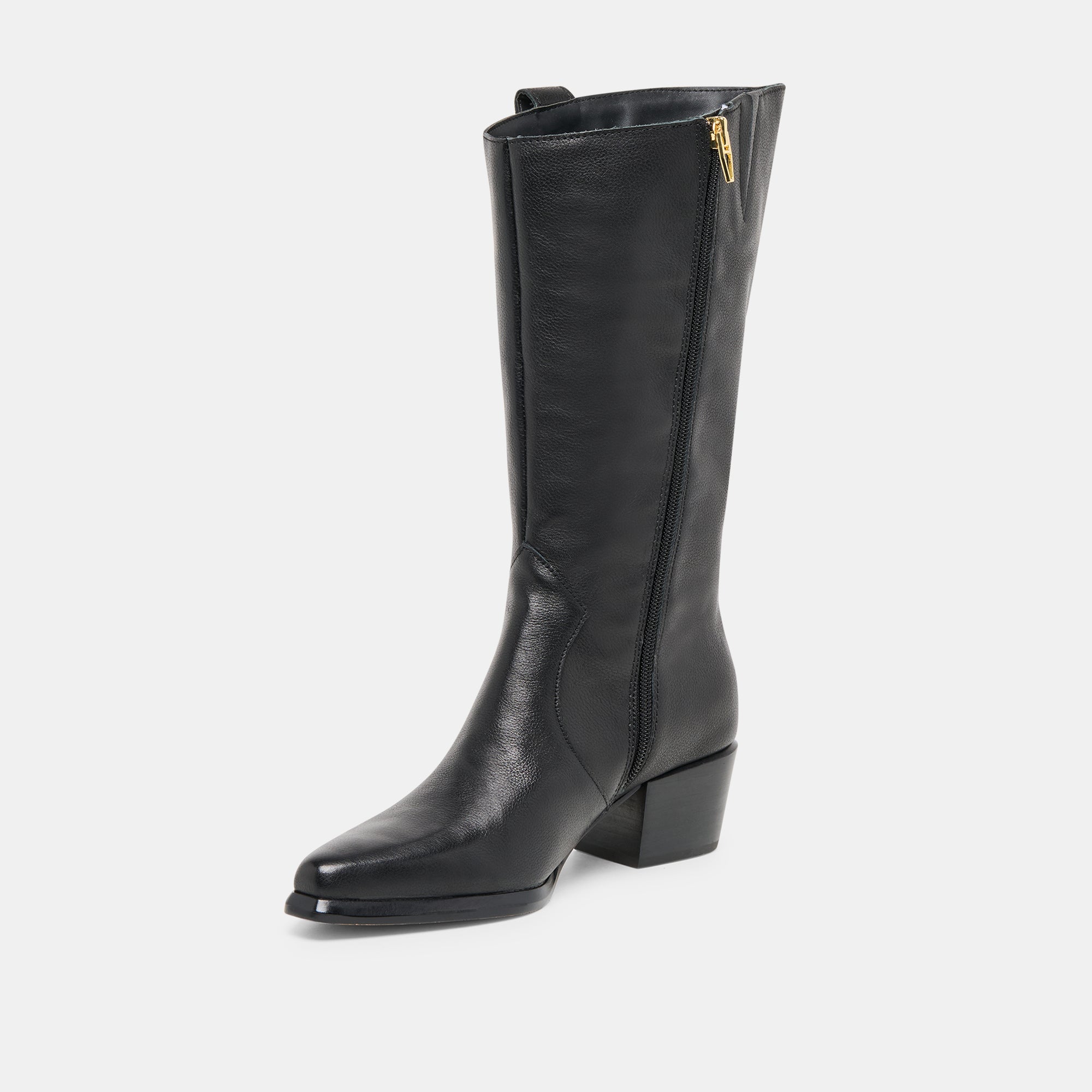 Vern Black Leather Wide Calf Boots | Women Dolce Vita