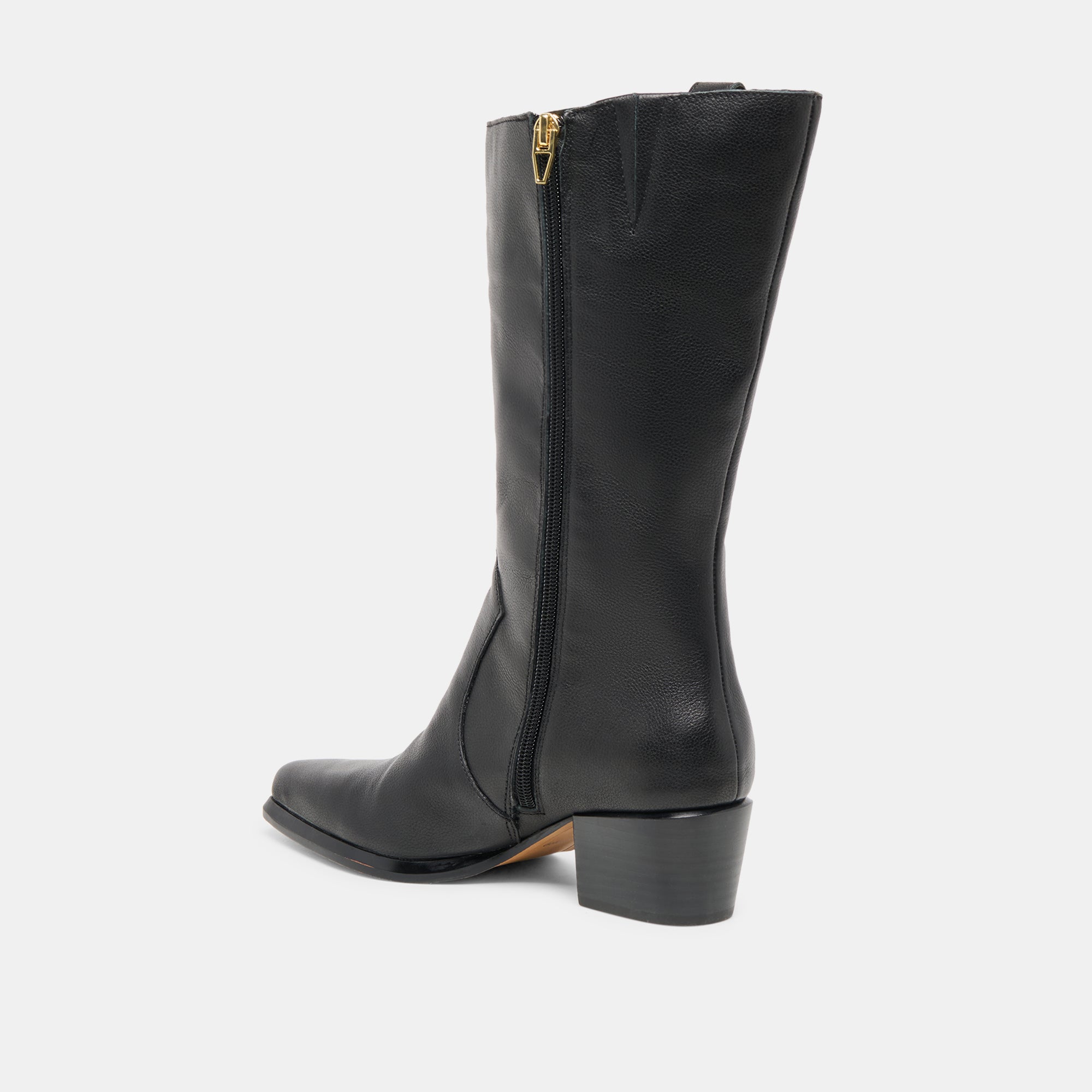 Vern Black Leather Wide Calf Boots | Women Dolce Vita
