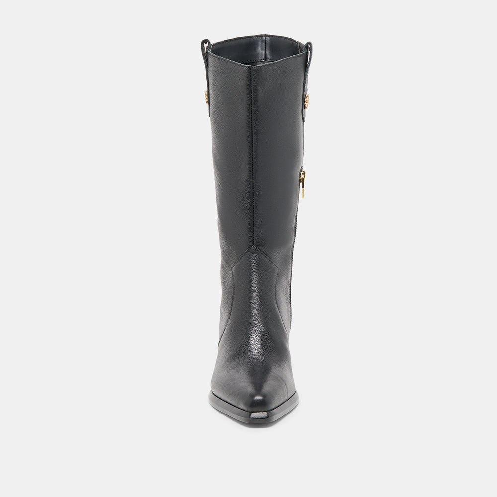 Vern Black Leather Wide Calf Boots | Women Dolce Vita