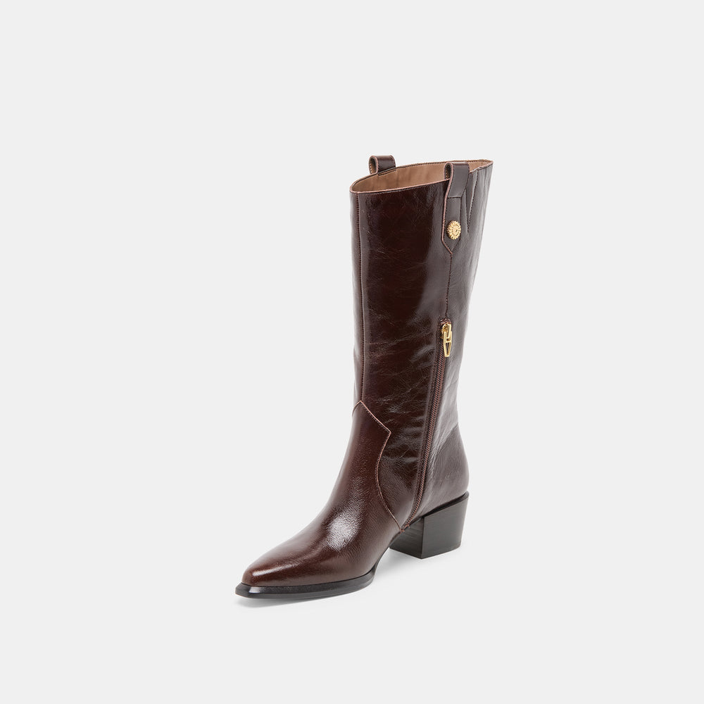 Vern Chocolate Leather Boots | Women Dolce Vita