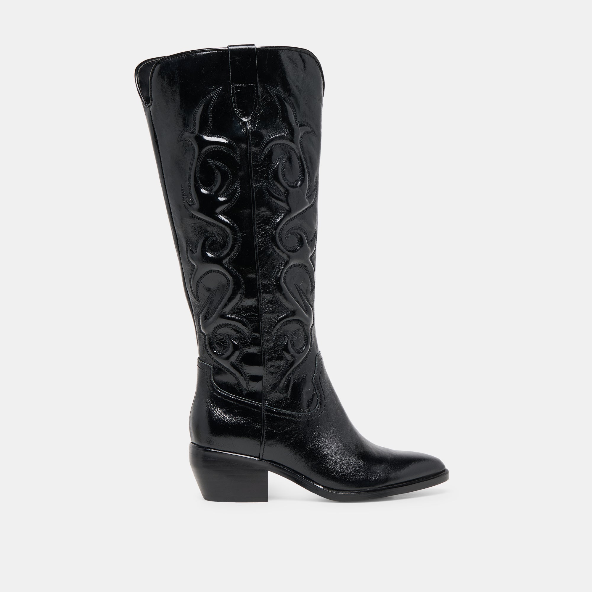 Mirla Black Leather Wide Calf Boots | Women Dolce Vita