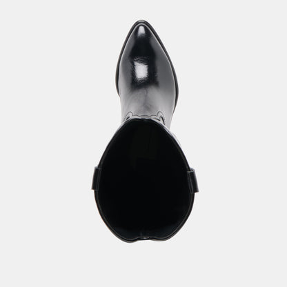Mirla Black Leather Wide Calf Boots - Dolce Vita