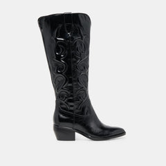 Mirla Black Leather Wide Calf Boots | Women Dolce Vita