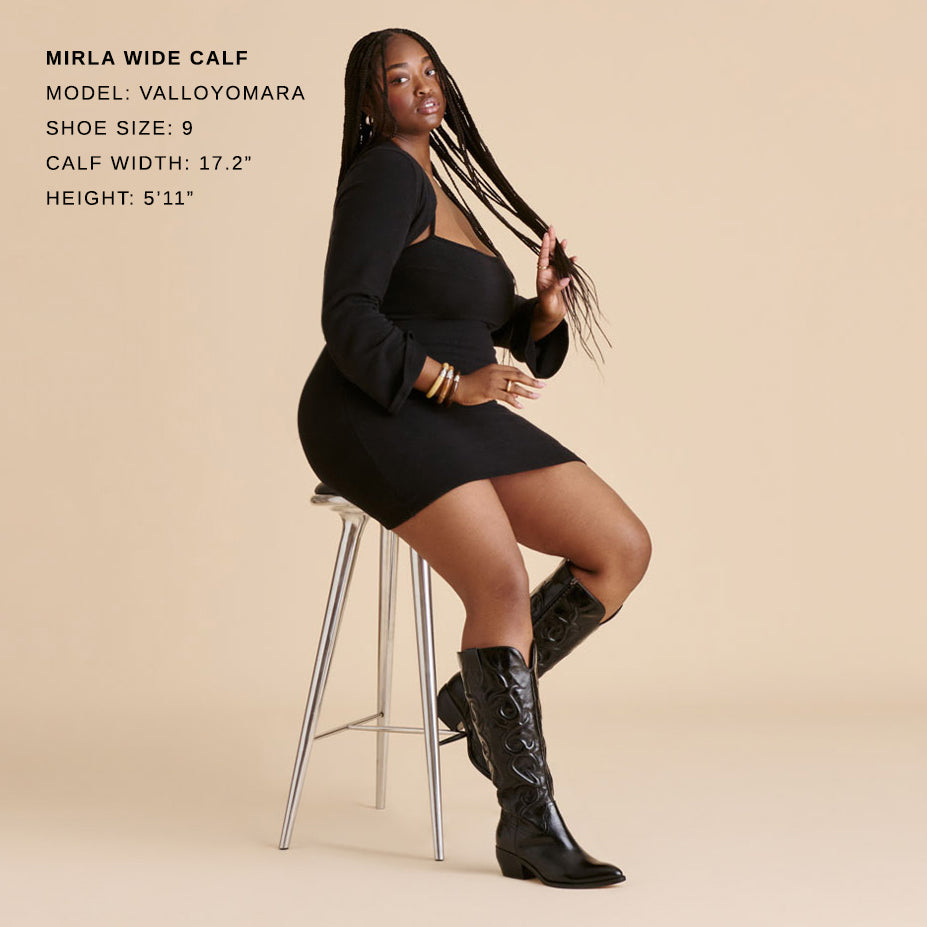 Mirla Black Leather Wide Calf Boots | Women Dolce Vita