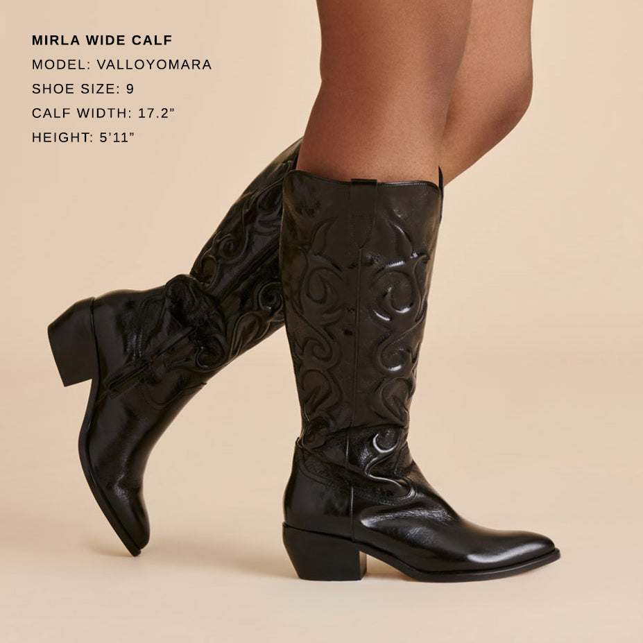 Mirla Black Leather Wide Calf Boots | Women Dolce Vita