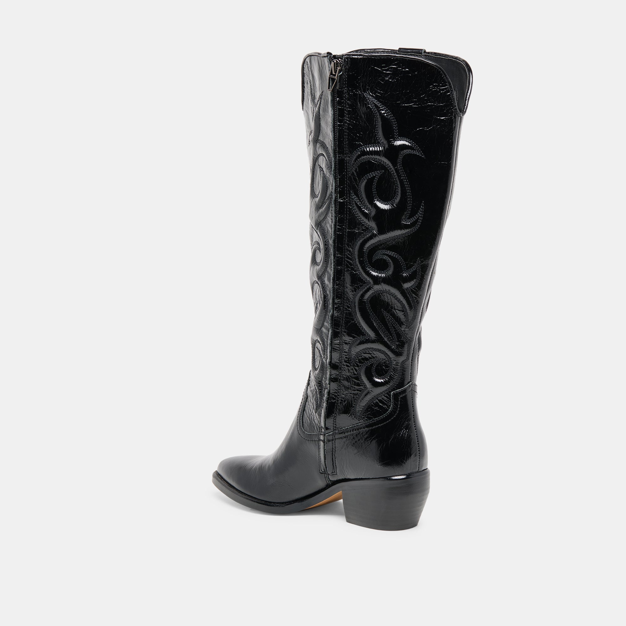 Mirla Black Leather Wide Calf Boots | Women Dolce Vita