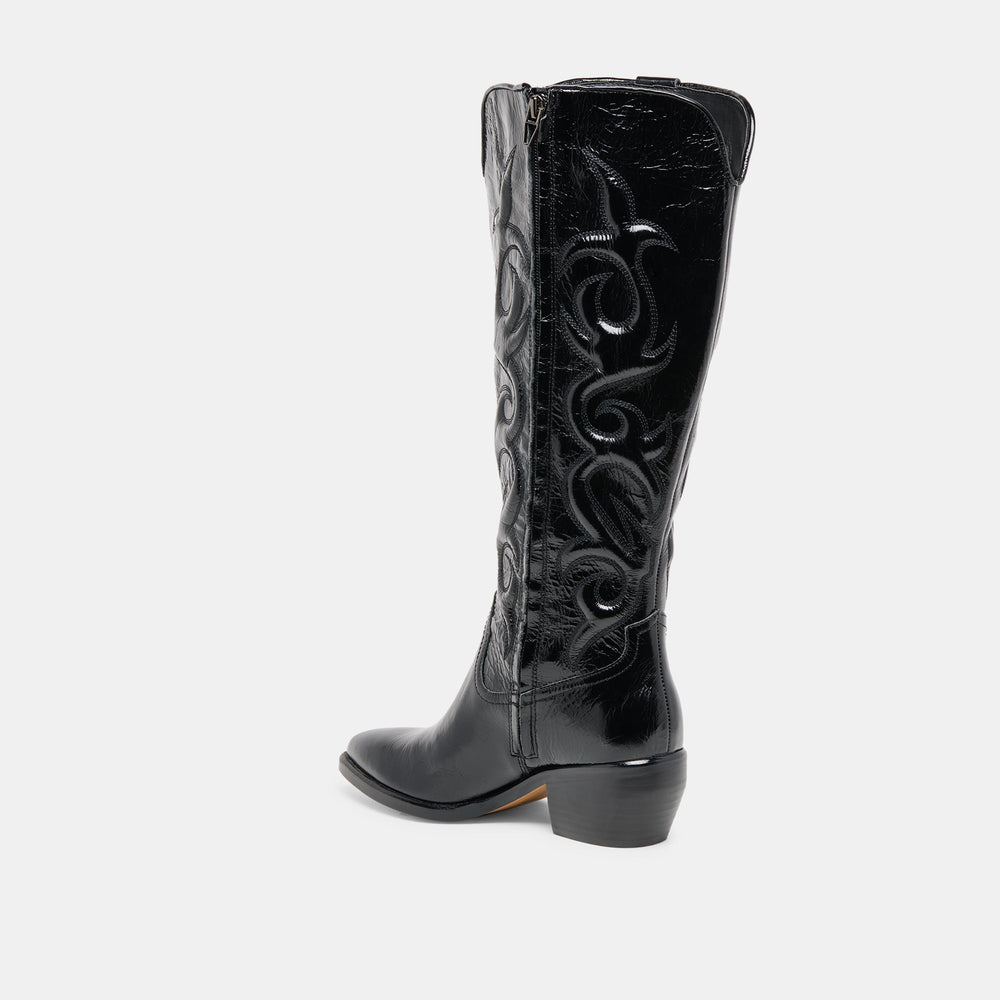 Mirla Black Leather Wide Calf Boots | Women Dolce Vita