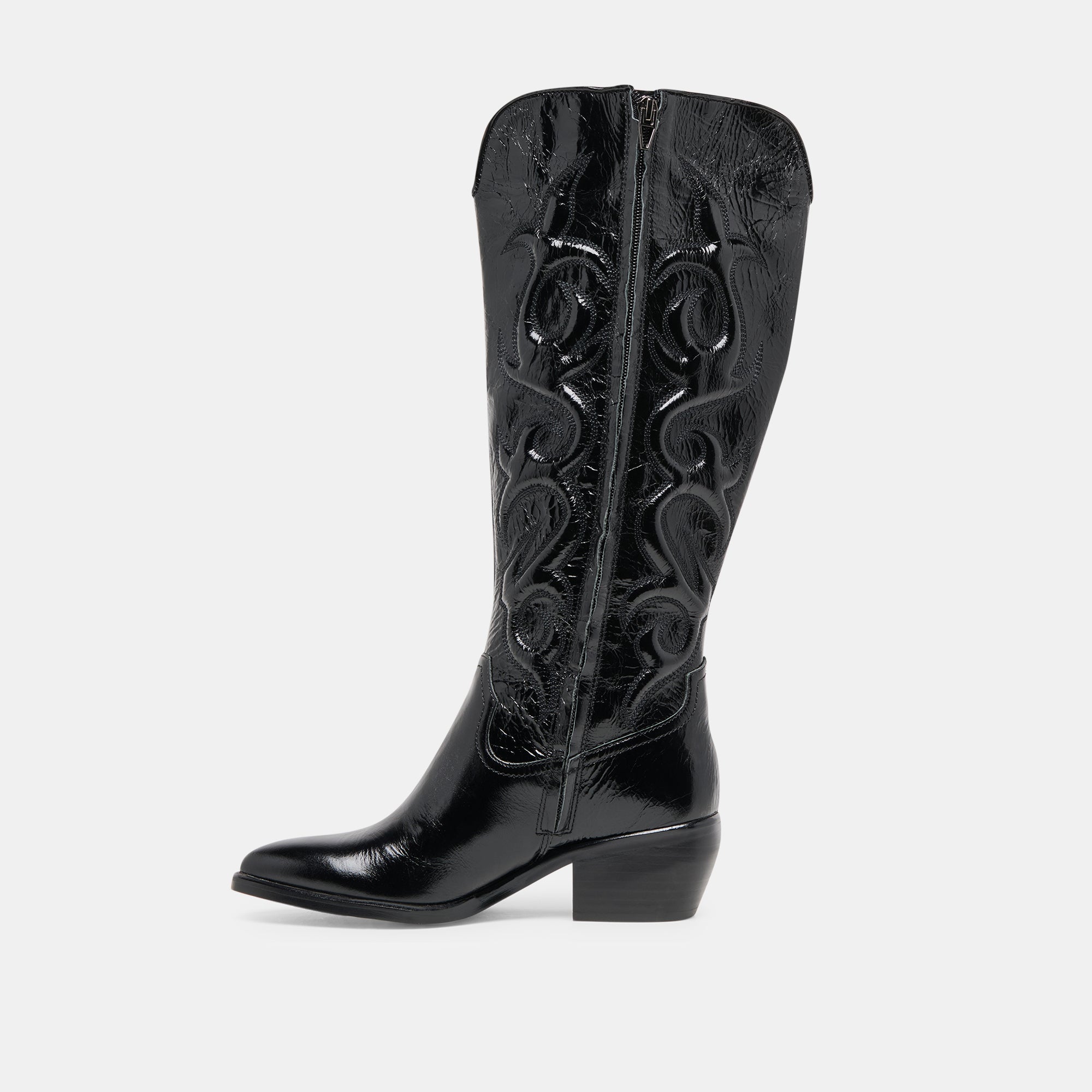 Mirla Black Leather Wide Calf Boots | Women Dolce Vita