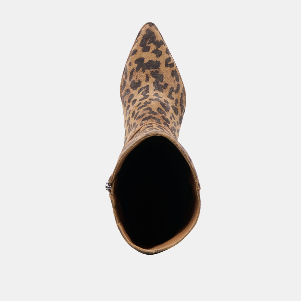 Aldy Brown Leopard Printed Suede Wide Calf Boots | Women Dolce Vita