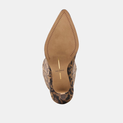 Aldy Brown Leopard Printed Suede Wide Calf Boots - Dolce Vita
