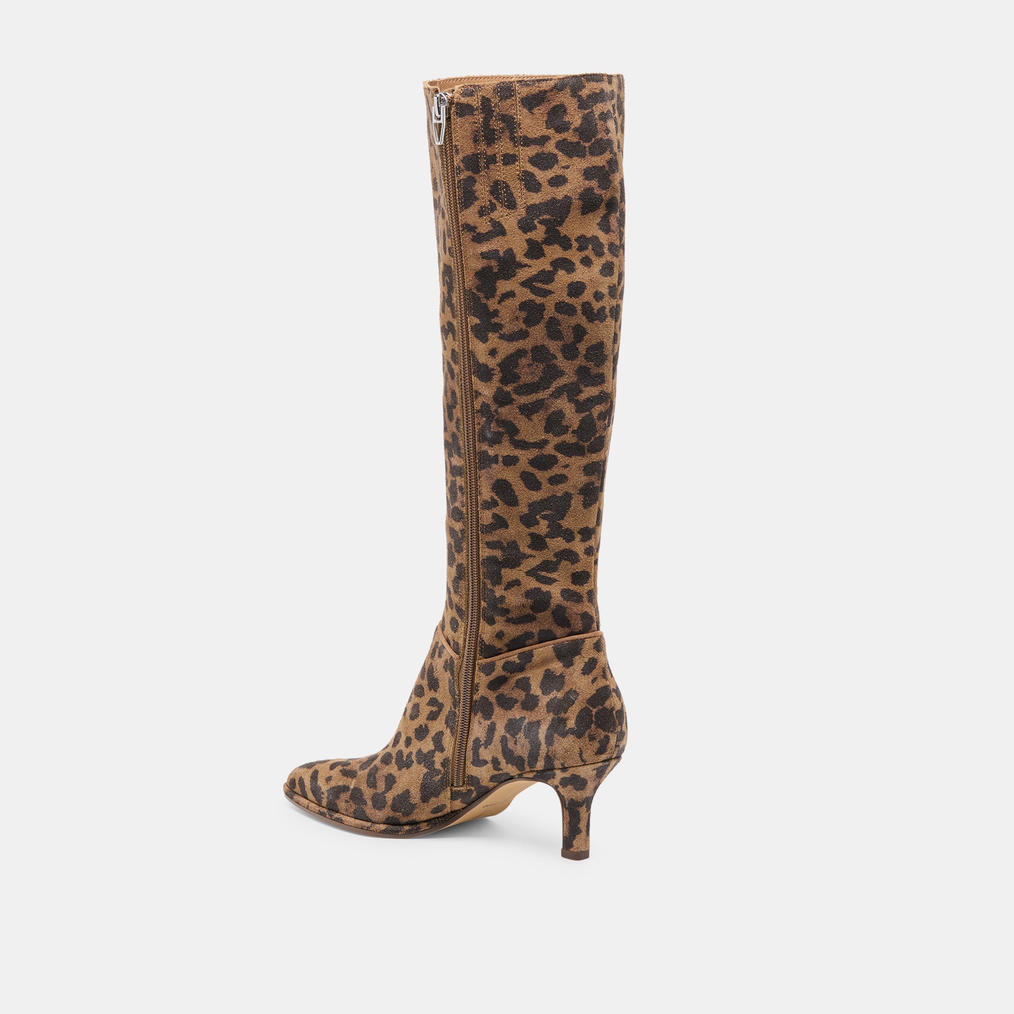 Aldy Brown Leopard Printed Suede Wide Calf Boots | Women Dolce Vita