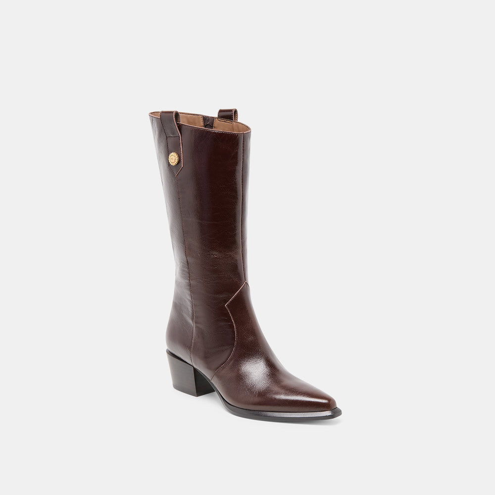 Vern Chocolate Leather Wide Calf Boots | Dolce Vita Women