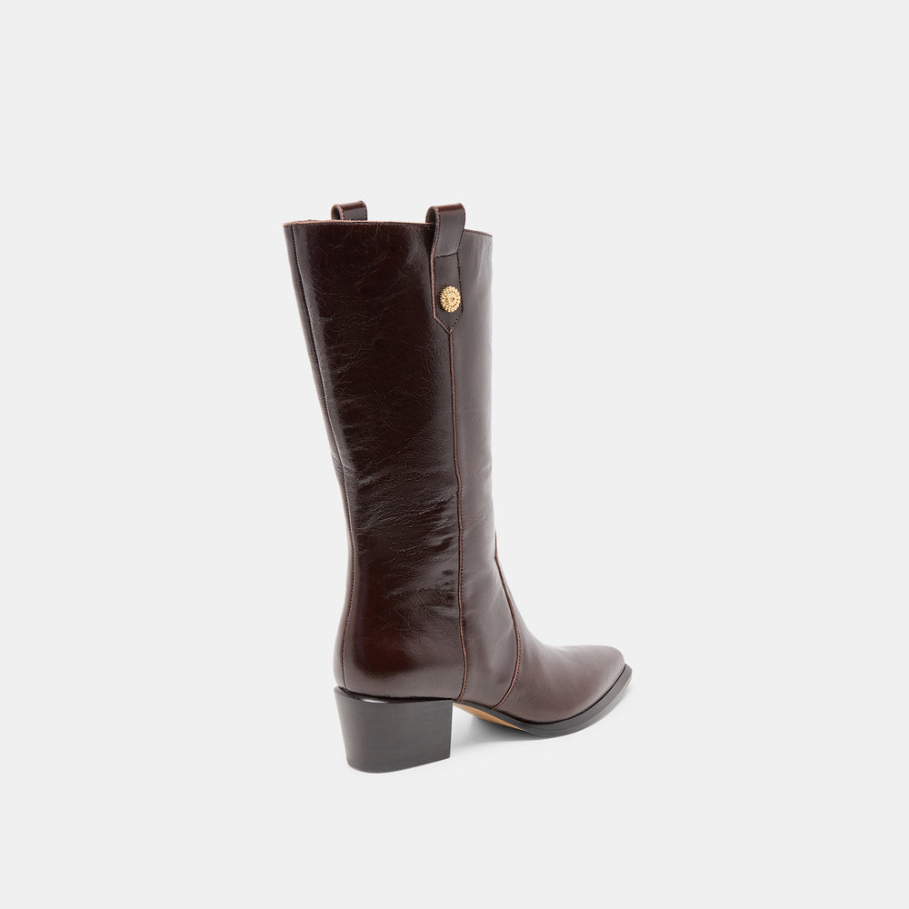 Vern Chocolate Leather Wide Calf Boots | Dolce Vita Women
