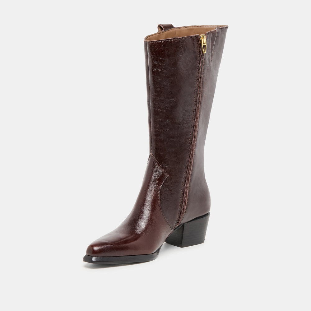 Vern Chocolate Leather Wide Calf Boots | Dolce Vita Women