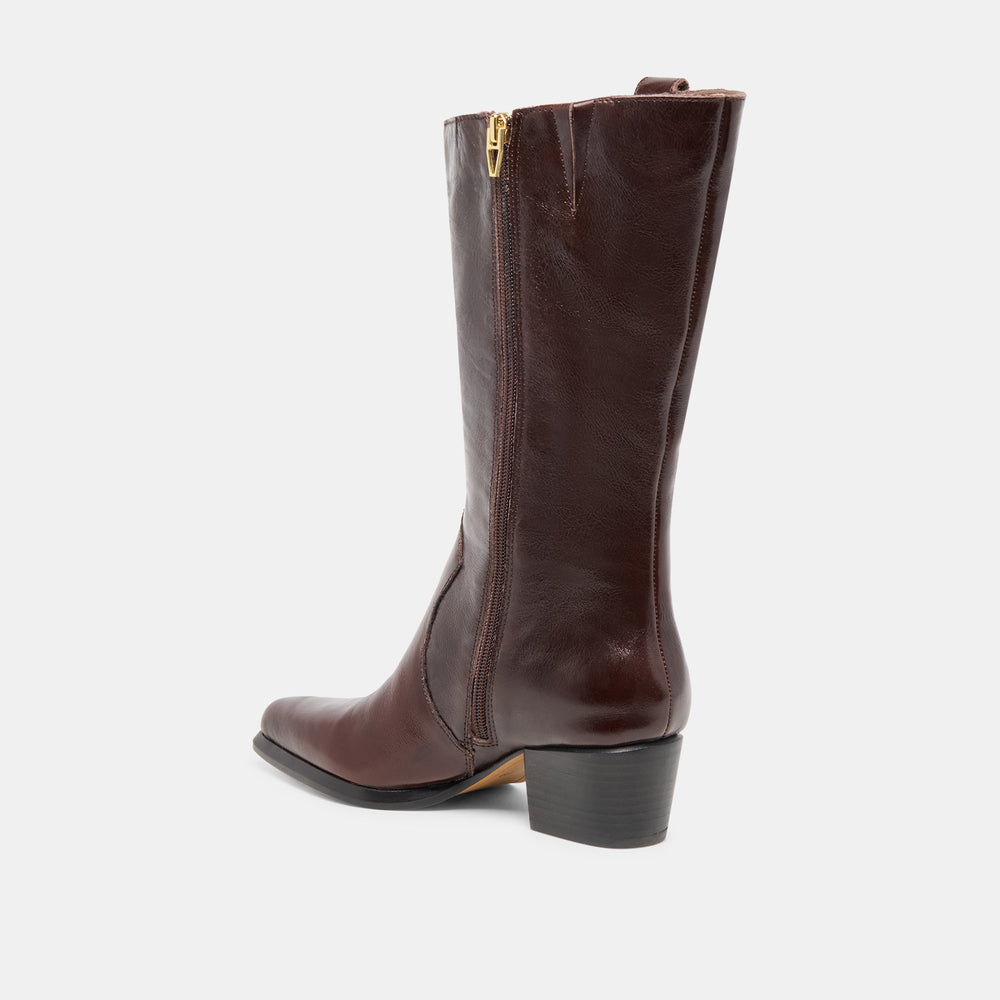Vern Chocolate Leather Wide Calf Boots | Dolce Vita Women