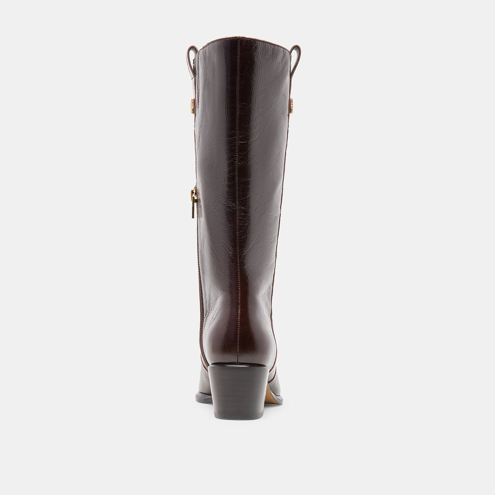 Vern Chocolate Leather Wide Calf Boots | Dolce Vita Women