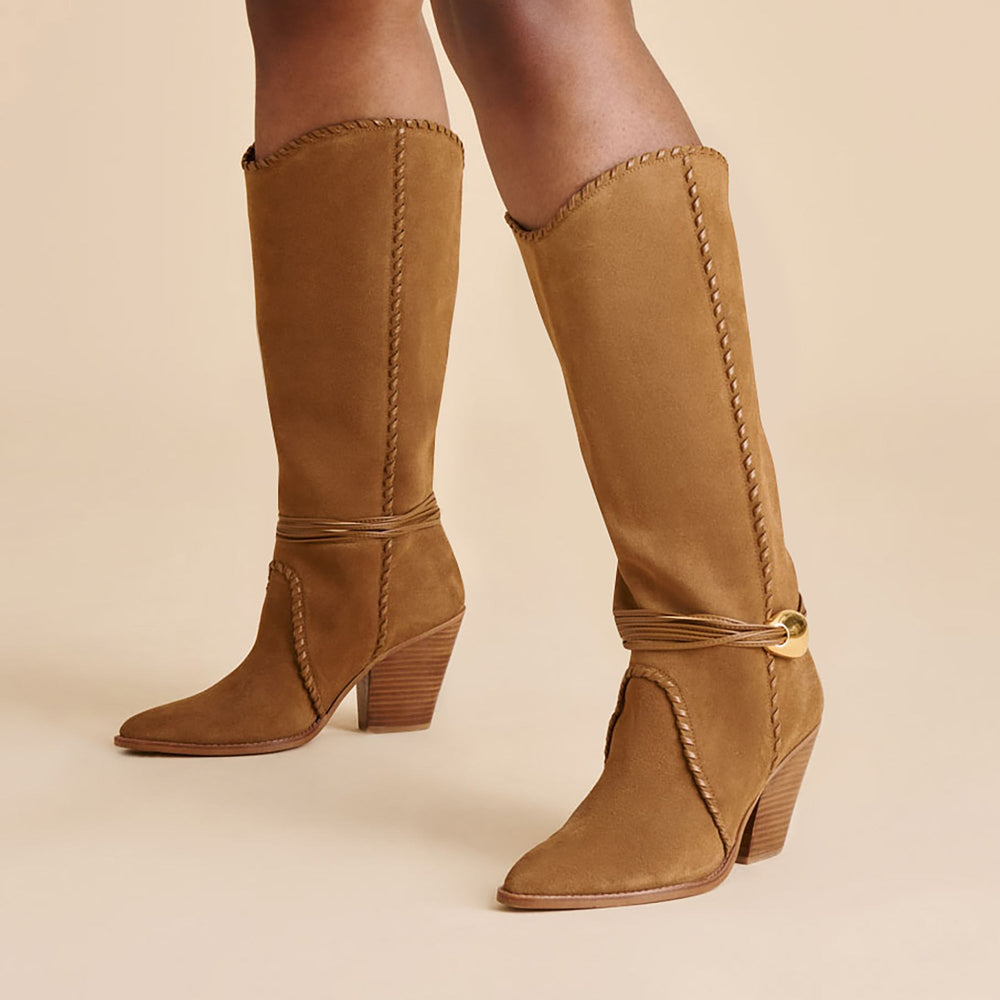 Jody Lt Brown Suede Wide Calf Boots | Women Dolce Vita
