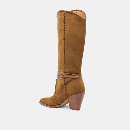 Jody Lt Brown Suede Wide Calf Boots - Dolce Vita