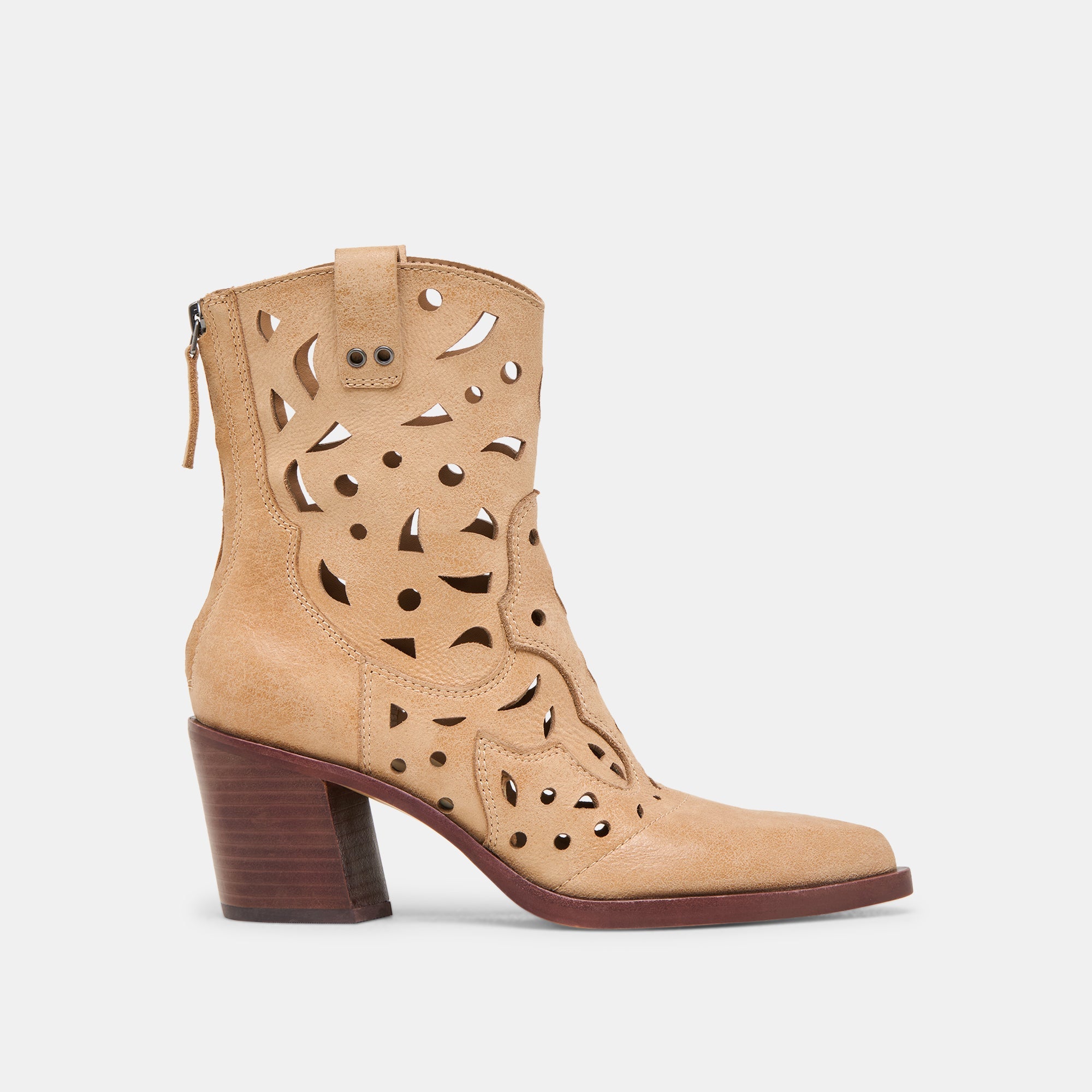 Zenobi Camel Distressed Leather Booties | Women Dolce Vita
