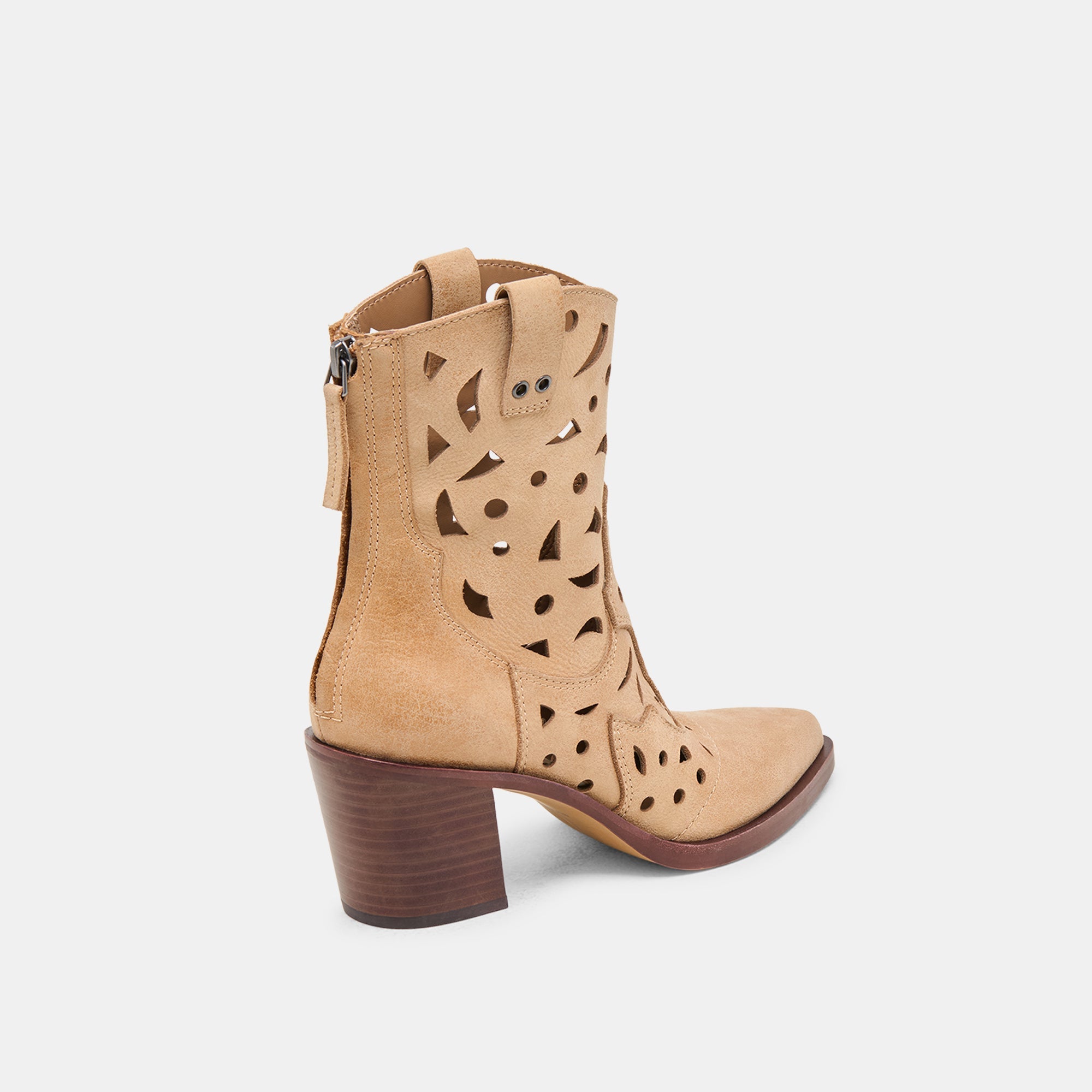 Zenobi Camel Distressed Leather Booties | Women Dolce Vita