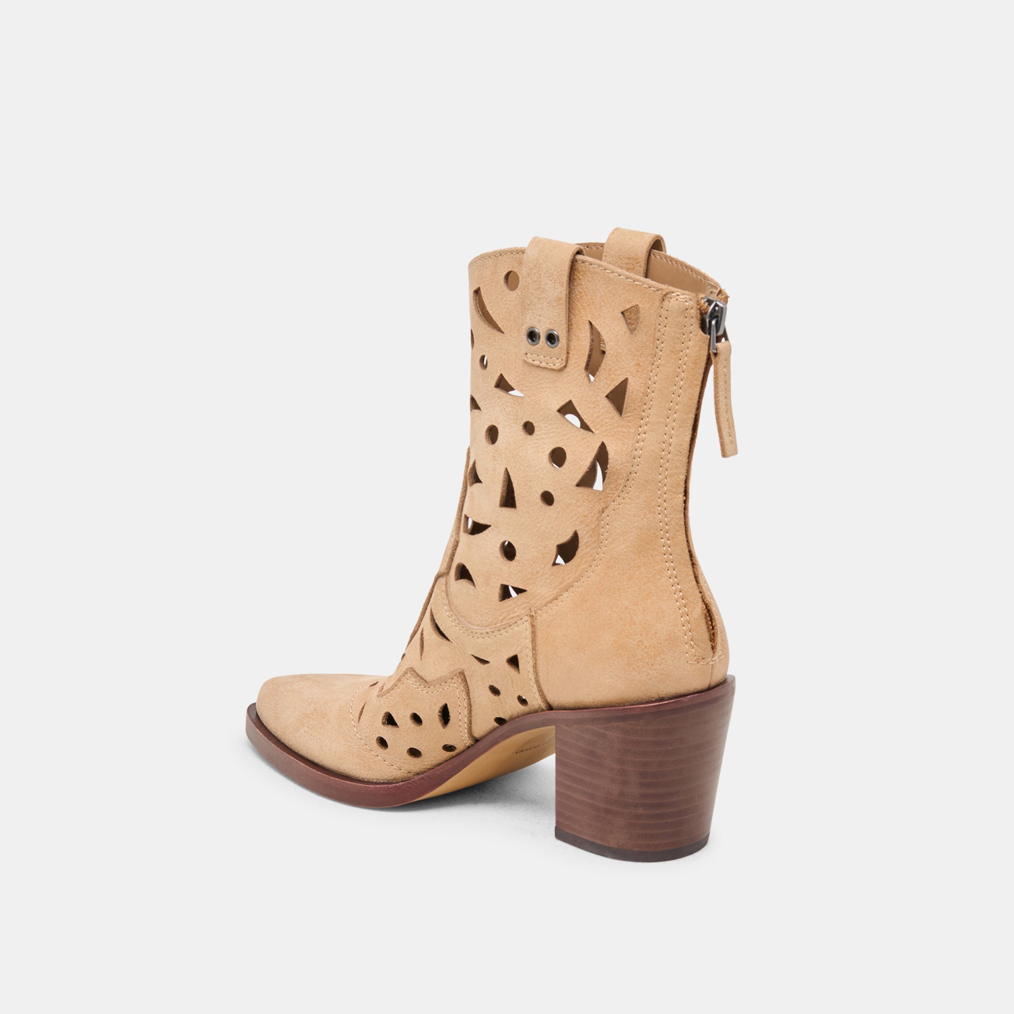 Zenobi Camel Distressed Leather Booties | Women Dolce Vita