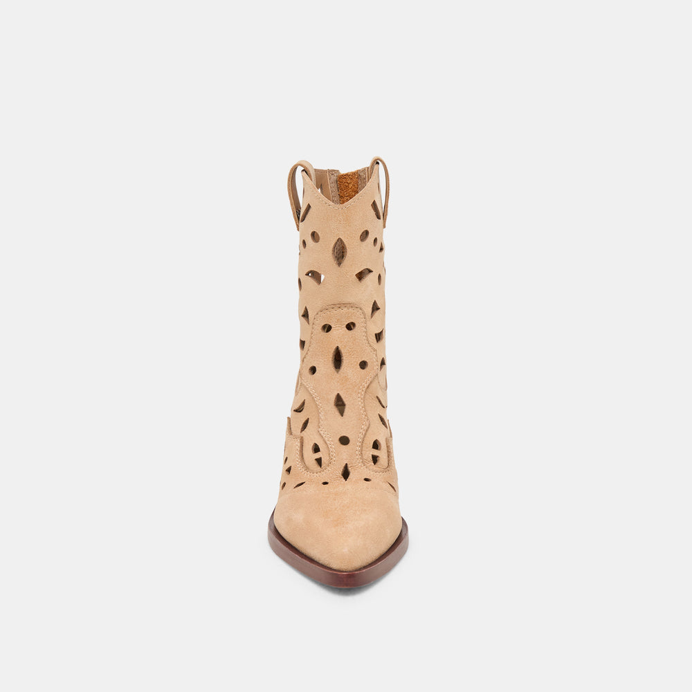 Zenobi Camel Distressed Leather Booties | Women Dolce Vita