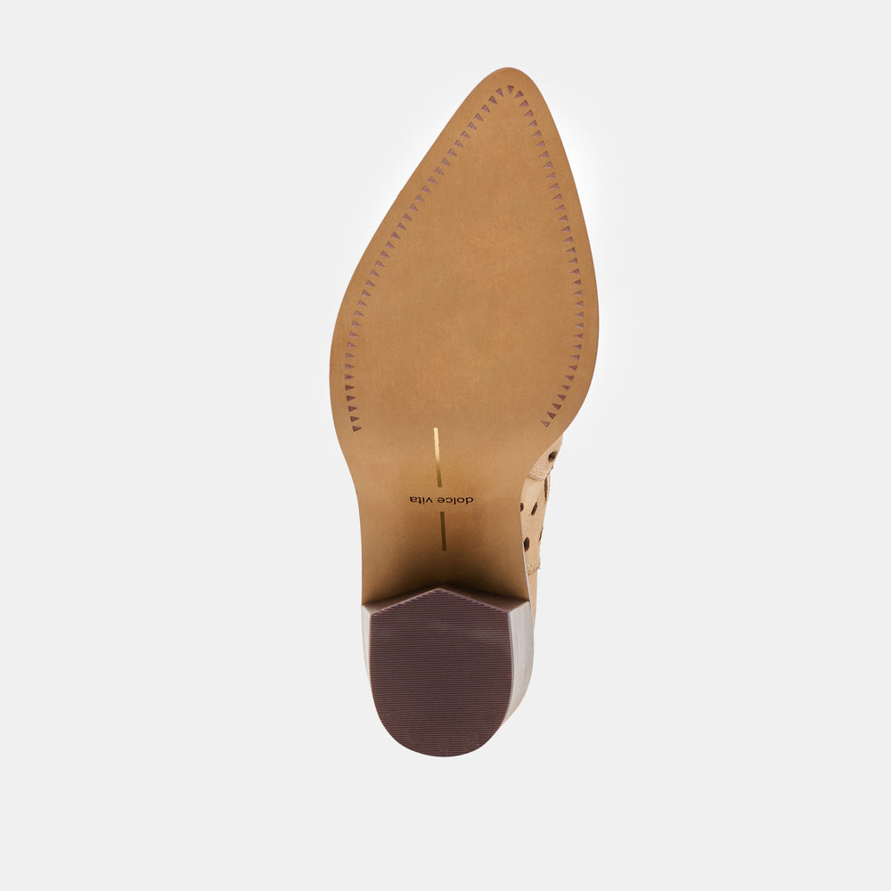 Zenobi Camel Distressed Leather Booties | Women Dolce Vita