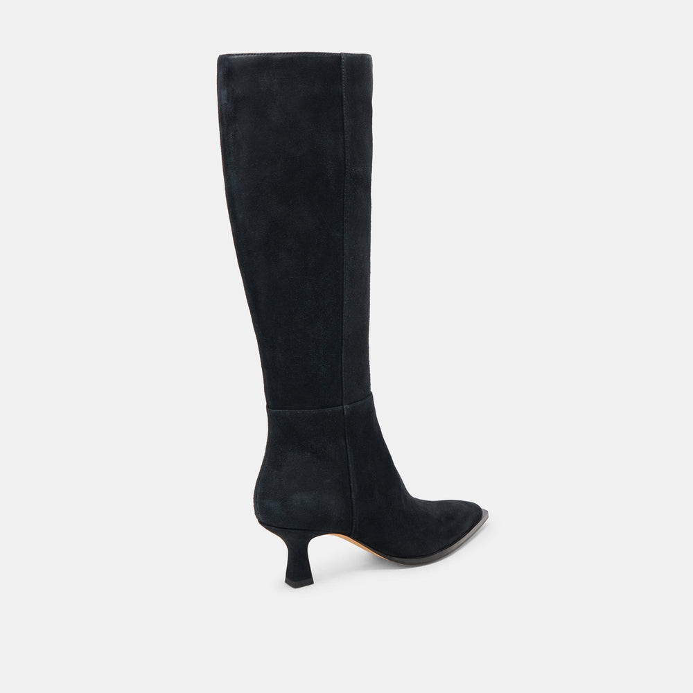 AUGGIE WIDE CALF BOOTS ONYX SUEDE | Women Dolce Vita