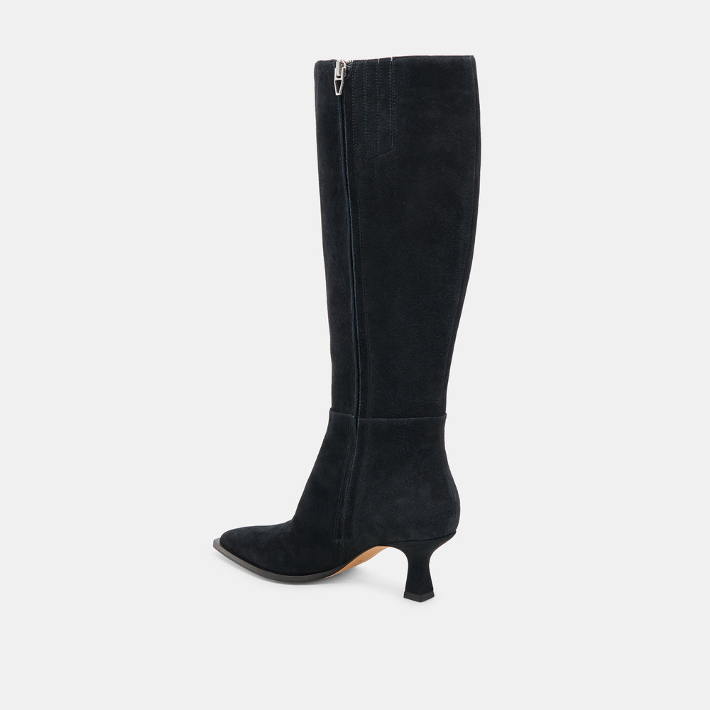 AUGGIE WIDE CALF BOOTS ONYX SUEDE | Women Dolce Vita