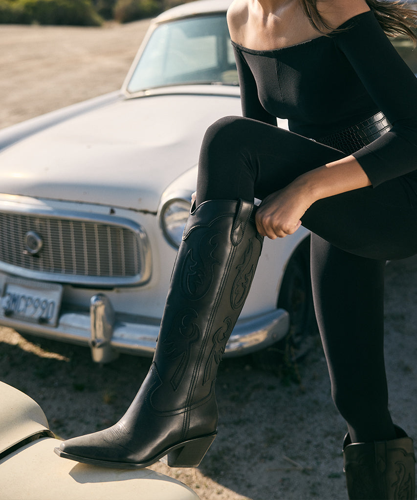 SAMSIN BOOTS BLACK LEATHER | Women Dolce Vita