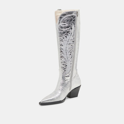 Ryatt Extra Wide Calf Silver Boots - Dolce Vita