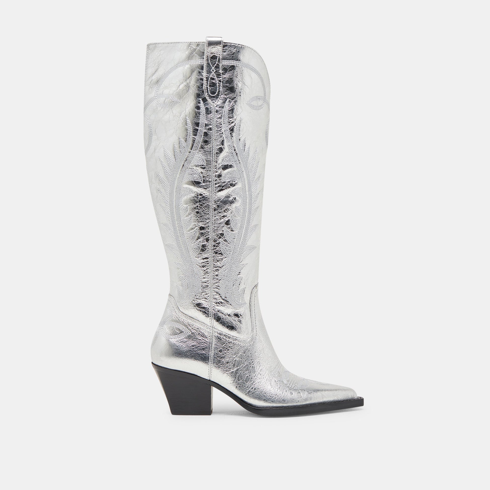 RYATT WIDE CALF BOOTS SILVER DISTRESSED LEATHER - Dolce Vita